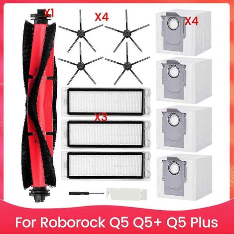 Pièces de rechange pour aspirateur robot Roborock Q5, Q5+ et Q5 Plus : brosses latérales principales, filtres HEPA, etc. (1/5)