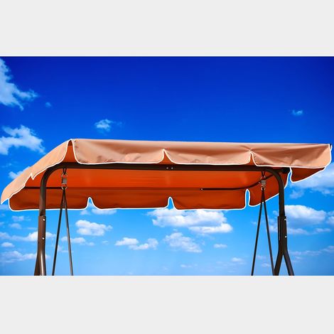 Housse de toit de rechange pour balancelle hollywoodienne - 210 x 145 cm - Imperméable, coupe-vent, indéchirable, tissu en polyester, anti-UV, anti-poussière, 250 x 190 cm, orange (1/5)