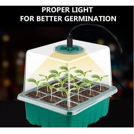 Nouvel ensemble de mini-serres 5 pièces pour plantes, avec lampe solaire à spectre complet, boîte de propagation de serre intérieure avec couvercle et ouvertures de ventilation. (1/5)