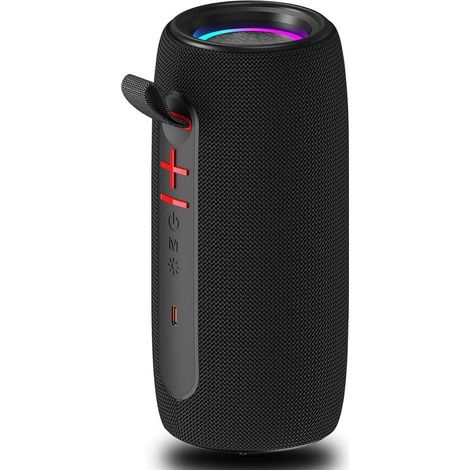 Enceinte Bluetooth étanche IPX6 – FM, LED, TWS, USB/AUX/SD – Idéale pour les activités de plein air, le camping et les fêtes (Noire) (1/4)
