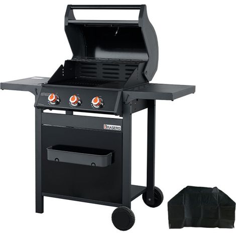 BRASERO BY FAVEX – Barbecue gaz Spring II 3 feux – 9,95 kW – Grille + plaque fonte – Housse incluse – Couvercle avec thermomètre
