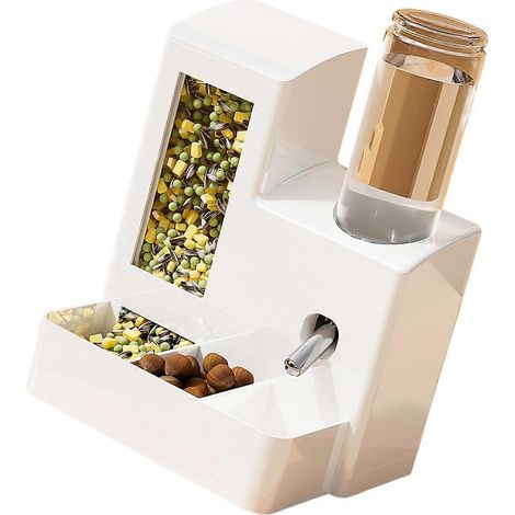 Fontaine à eau grande capacité pour lapins et hamsters, distributeur automatique d'eau et de nourriture étanche, en blanc.-AquaForge (1/5)