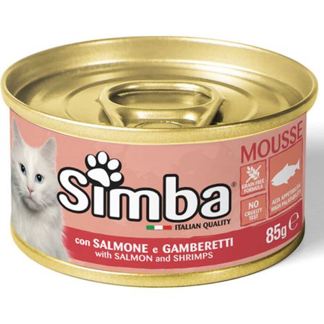 CIBO GATTO MONGE SIMBA  85 G SALMONE E GAMBERETTI Q.TA 24