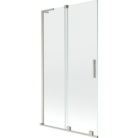 Mexen Velar L mampara de ducha de dos puertas correderas 100 x 150 cm, transparente, níquel cepillado - 896-100-003-01-97 (1/5)