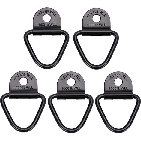Set mit 5 Ladungssicherungshaken, robuste schwarze V-Ringe, geschmiedeter Zurrösen, Tragfähigkeit 1000 lb, Anhänger-Zurrhaken (1/5)