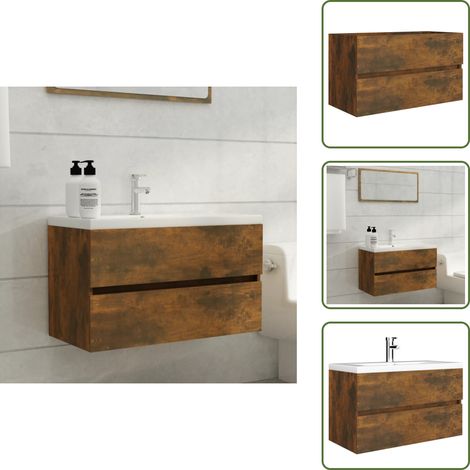 Waschbeckenschrank Räuchereiche 80x38,5x45 cm Holzwerkstoff - Waschbeckenunterschrank - Badezimmermöbel - Holzwerkstoffschrank - Schrank - Spiegelschrank