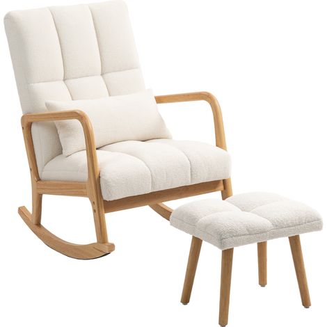 Fauteuil à bascule avec repose-pieds LIVIA blanc (1/4)