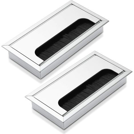 CSPARKV - Juego de 2 pasacables para escritorio, 160 x 80 mm, pasacables para escritorio, aluminio, organizador de gestión de cables para el hogar y la oficina (1/5)