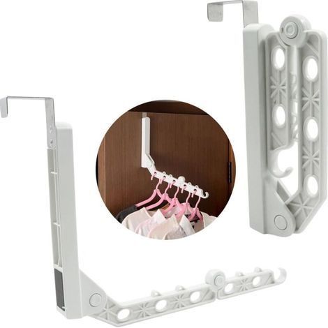 1 Pièce Cintre Porte Support Pliable étendoir - Tringle Vêtements pour Porte, Fonction Pliage Moderne Et Peu Encombrante, Capacité de Charge de 5 Kg, pour Balcons Armoires Chambres, Blanc (1/5)