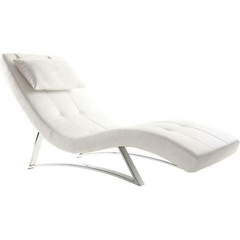 Chaise longue design blanc et acier chromé BARTY (1/5)