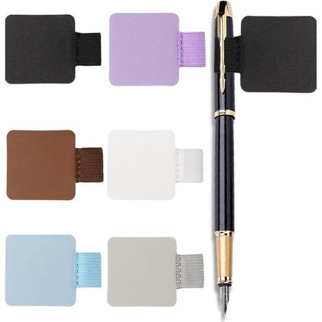 Lot de 6 porte-stylos autocollants - Porte-stylos - Porte-crayons autocollants - Porte-stylo en silicone autocollant - Design élastique - 6 couleurs - Pour agenda, carnet, calendrier, tablette, murs, (1/5)