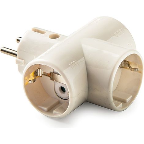 Adaptateur Double 2 Broches + Triphasé, 16 à 250 V, Broches 4,8 Mm, Blanc (1/3)