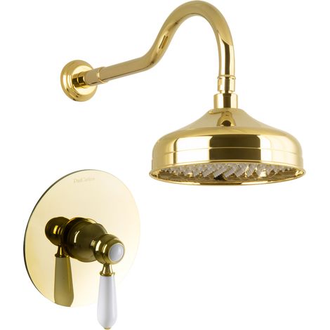 PaulGurkes Duschset Unterputz Gold Regendusche Nostalgie Retro Luxus Dusche Set (1/4)