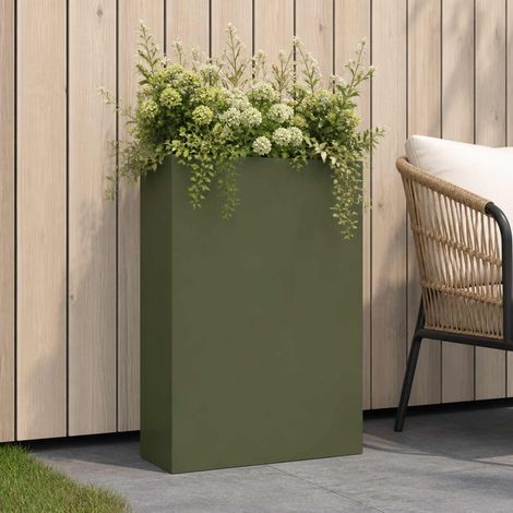 vidaXL Macetero de Jardín Verde oliva 40 x 20 x 75 cm (1/4)