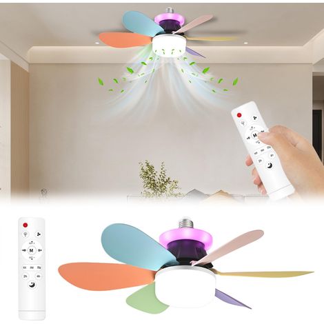 Ventilateur de Plafond LED RGB, Lampe Plafonnier avec Hélices Rétractables, Douille E27, Lumière Réglable 3 Couleurs avec Télécommande (1/5)