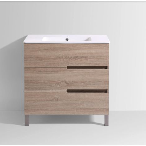 Meuble Salle de Bain 80cm rangementtiroir pour salle de bain, design moderne, installation facile, résistant à l'humidité, finition de haute qualité (1/4)