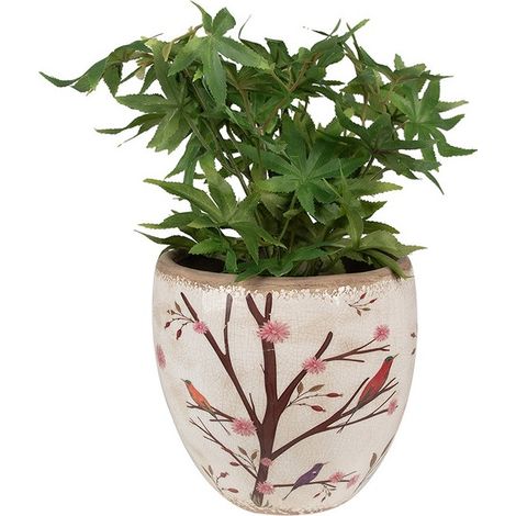 Pot de fleurs d'intérieur beige et marron en céramique14x13cm (1/2)