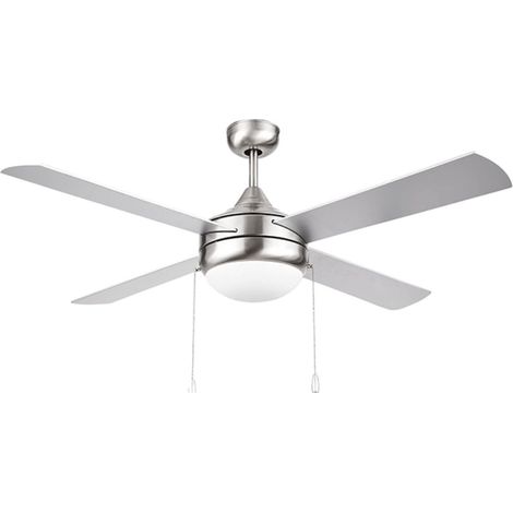 Ventilador de Techo Plata 45W con Luz y Mando – 4 Aspas, Función Verano/Invierno