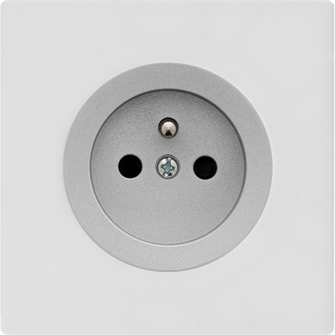 FONTINI Prise 2P+T ALU glossy DOM + plaque simple blanc (1/5)