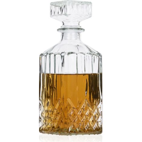 Classic glass decanter for whisky, cognac, liqueur - whisky carafe - whisky bottle - approx. 800 ml (1/3)