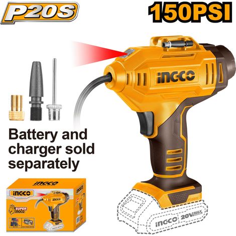 INGCO PISTOLA COMPRESOR 20V INFLADOR RUEDAS S/BATERIA CACLI2018E