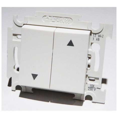 Interrupteur va et vient blanc pour volet roulant – Encastré avec bornes de connexion rapide – Fixation par vis – Appareillage composable – Alternative Elec
