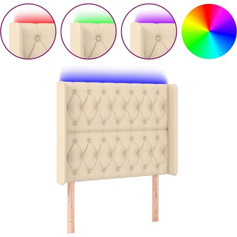 Maison Exclusive - Cabecero con LED de tela color crema 103x16x11 (1/5)