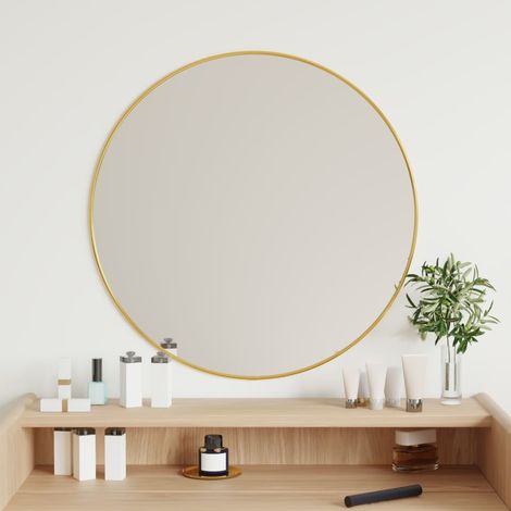Miroir mural  Miroir déco pour Salle de bain，Salon，Chambre Doré Ø 60 cm Rond DZNZN278675 (1/5)