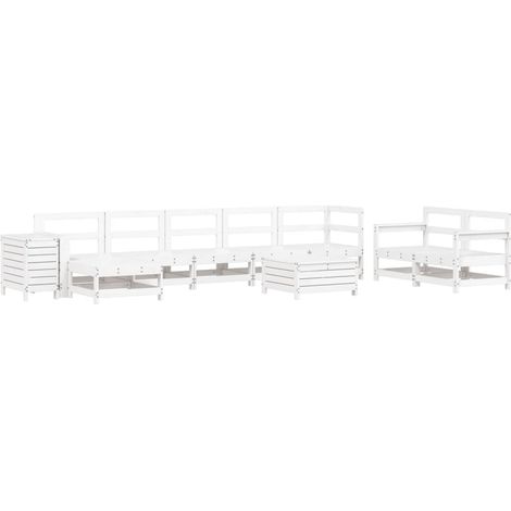 Maison Exclusive - Set Divani da Giardino 10 pz Bianco in Legno Massello di Pino