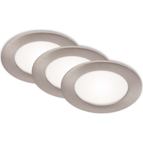 LED Einbauleuchten 3er Set IP44 7W silber 4000K Kunststoff Ø12cm Briloner