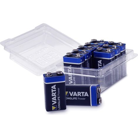 Lot de 10 Piles 9 V avec boîte de Rangement refermable Blanc Lot de 10 Blocs de 9 V. 10er-Box (1/5)