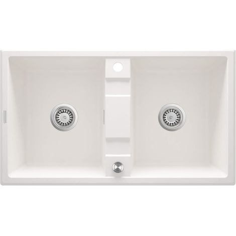 Lavello cucina in granito con 2 vasche 86x50 cm alabastro - Lyra