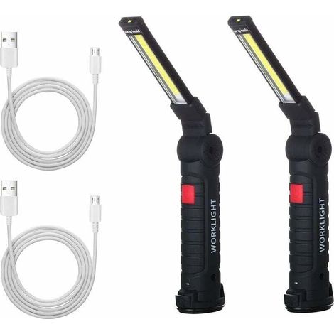 x COB-LED-Arbeitsleuchte, wiederaufladbare Werkstattleuchte, COB-Taschenlampe, LED-Arbeitsleuchte mit Magnetfuß, Inspektionsleuchte für Wandern und Camping (1/4)