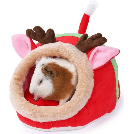 Cama Para Roedores - Tela De Terciopelo Corto Y Relleno De Algodón PP - Diseño Con Refugio - Tallas Pequeña Y Grande - Para Cobayas Chinchillas Erizos Hámsters Y Roedores Similares (1/2)