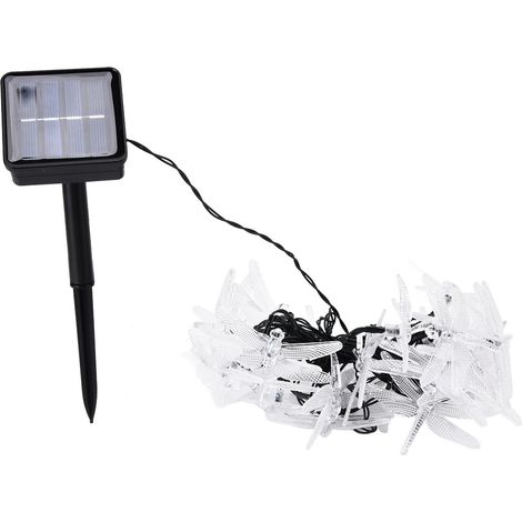 Guirlande lumineuse solaire libellule 30 LED, étanche, pour décoration extérieure, lumière chaude (1/5)