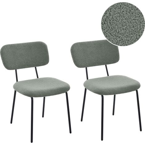 Set di 2 sedie da pranzo imbottite in bouclè verde chiaro Adair