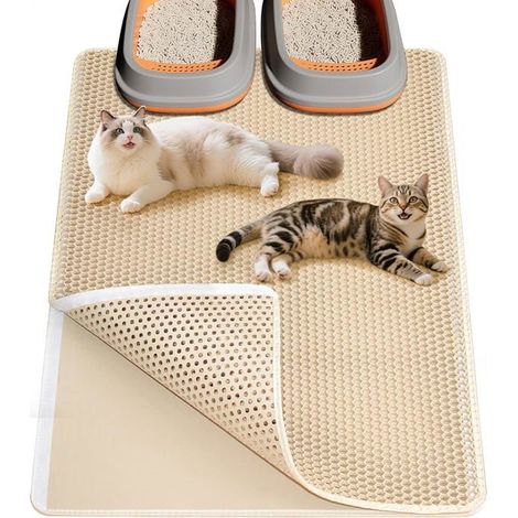 Große Katzenstreumatte 90 x 60 cm - Extra große Waben-Design Streumatte für den Katzen-Toilettenbereich von MAISON DE TOILETTE