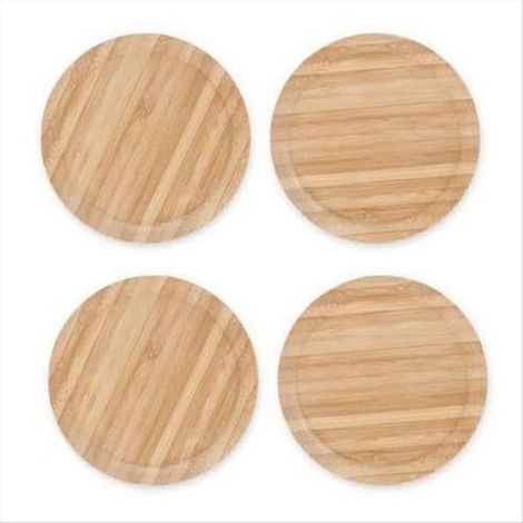 4 Holzdeckel für Weingläser, Insektenschutz für Getränke, 4er-Set, 10 cm, ideal für Garten und Aperitifs (1/5)