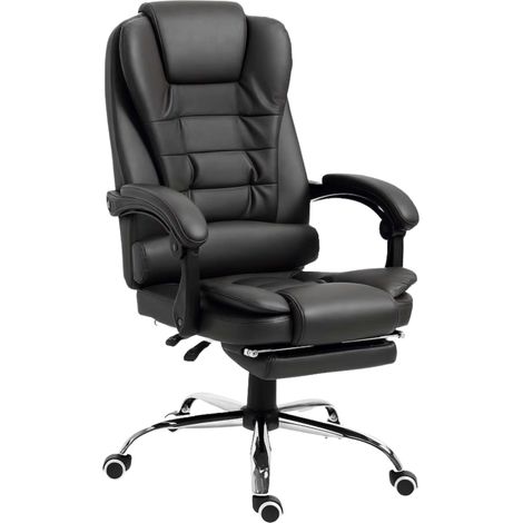 Silla de oficina Comde oficina y escritorio Negro con función reposapiés, tela y estructura metal 64x106x75 cm