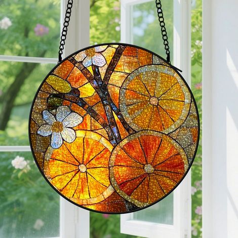 Suspension en vitrail, attrape-soleil élégant coloré, décoration maison porte, cadeau Fête des Pères, Anniversaire pour homme, femme 9cm (1/5)