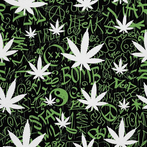 Outdoor dekostoffe oxford - Motiv Cannabisblatt für Graffiti I DX383 (1/5)
