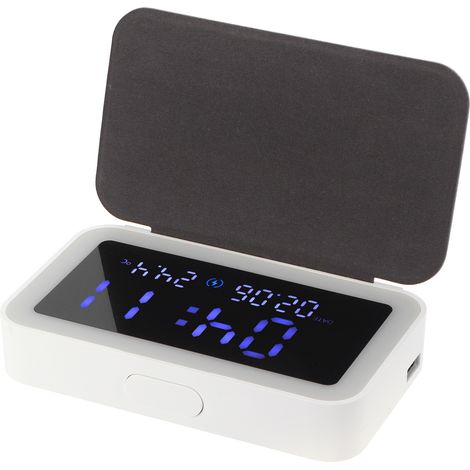 LED-Nachttischlampe mit Wecker, 15-W-Funkladegerät und Thermometer fürs Schlafzimmer (1/5)