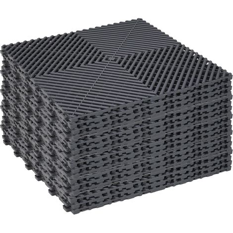 Dalles à Cliquer Garage 20 Pièces PP Sol de Garage 40×40 CM Tapis de Sol pour Atelier Garage 18 MM d’Épaisseur Tapis de Drainage Gris pour Garage, Extérieur, Piscine Intérieure (3,2 m²) (1/5)