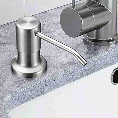 MINKUROW Seifenspender für Spülbecken, Flüssigwaschpumpe, integriertes Design mit großer Kapazität, Top-Nachfüllung, gebürstetes Nickel (1/5)