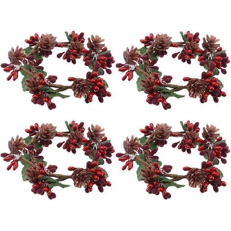 Guirlande de bougies de Noël multicolores, anneaux de bougies en forme de pomme de pin pour bricolage, 20 pièces (1/5)