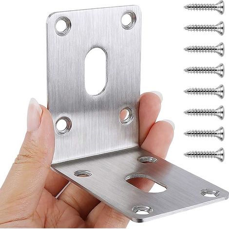 Set di 4 staffe angolari in acciaio inox 304 - 70 x 70 x 50 mm - Staffe resistenti - Staffe in legno per casetta da giardino, aiuola rialzata, banco da lavoro ecc. (1/5)