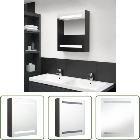 The Living Store LED-Bad-Spiegelschrank Anthrazit 50x14x60 cm - LED-Spiegelschrank - Badezimmermöbel - Kosmetikspiegel - Wandregal - Aufbewahrungsschrank (1/5)