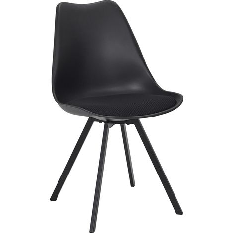 Chaise avec coussin noir 52x82x47 cm