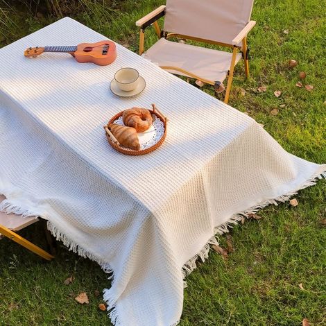 Kaelt - Couleur crème 180x180cm Nappes d'extérieur, tapis de tente de camping, tapis de pique-nique, couvertures de camping, nappes pour stands, sets de table basse (1/5)