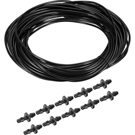Ensemble gouttes Irrigation Tuyau 3mm Intérieur Dia Irrigation Pièces Trousses 30M Longueur Appliquer à Jardin, Noir(20 Droit Barbes)